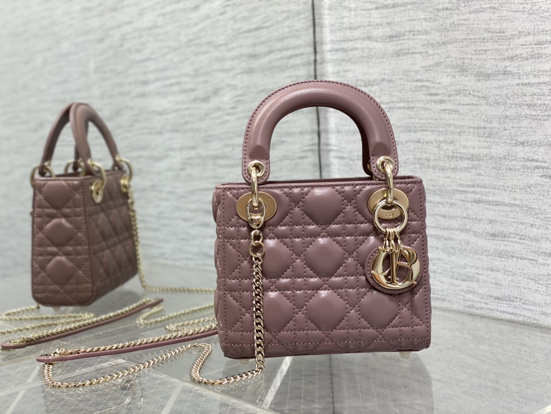 Mini Lady Dior Bag Lilac Cannage Lambskin